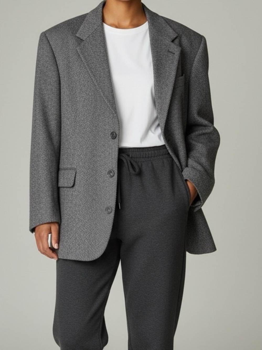 Vintage Protocol Pure Virgin Wool Gray Oversized Blazer Car Coat Jacket Men 48